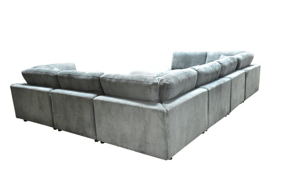 English Elm Corduroy Upholstered L-Shaped Modular Sectional with Toss Pillows for Living Rooms B2748S00274