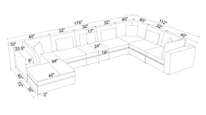 English Elm Corduroy Upholstered L-Shaped Modular Sectional with Toss Pillows for Living Rooms B2748S00274