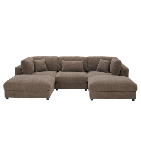 English Elm Corduroy Ribbed Modular Sectional Sofa for Living Room Comfort and Flexible Seating B2748S00275