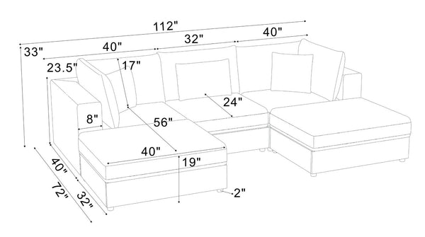 English Elm Corduroy Ribbed Modular Sectional Sofa for Living Room Comfort and Flexible Seating B2748S00275