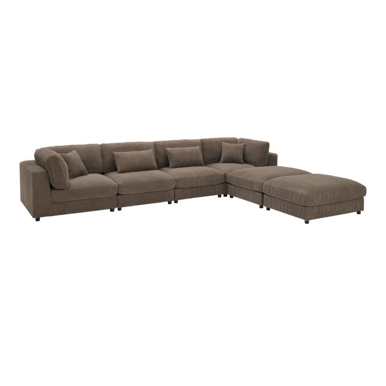 English Elm Corduroy Modular Sectional with Plush Texture for Versatile Living Room Configurations B2748S00276