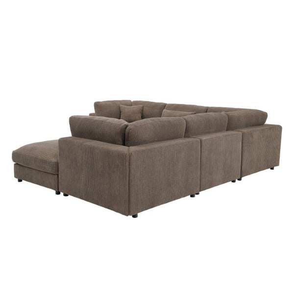 English Elm Corduroy Ribbed Modular Sectional Sofa with L Shaped Corner Seating for Living Rooms B2748S00277