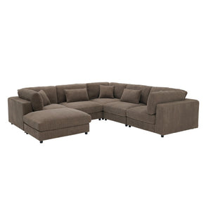 English Elm Corduroy Ribbed Modular Sectional Sofa with L Shaped Corner Seating for Living Rooms B2748S00277