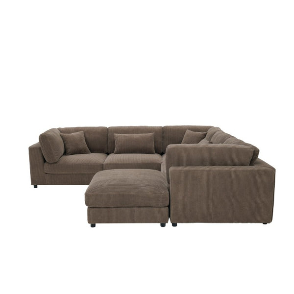 English Elm Corduroy Ribbed Modular Sectional Sofa with L Shaped Corner Seating for Living Rooms B2748S00277