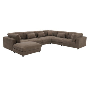 English Elm Corduroy Modular Sectional with Ridged Texture and Flexible Open Plan Living Room Seating B2748S00278