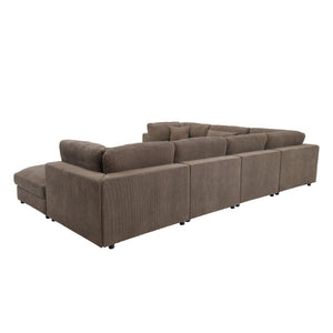 English Elm Corduroy Modular Sectional with Ridged Texture and Flexible Open Plan Living Room Seating B2748S00278