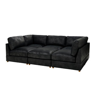 English Elm Modular Corduroy Sectional Sofa with Ribbed Texture for Flexible Living Room Layouts B2748S00281