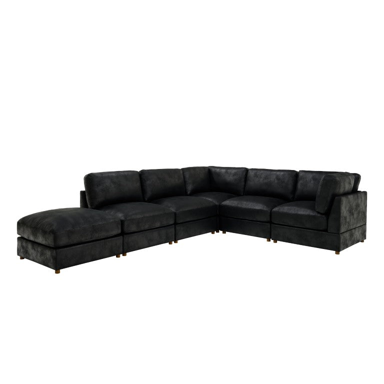 English Elm Modular Corduroy Sectional Sofa with Ribbed Texture for Flexible Living Room Layouts B2748S00281
