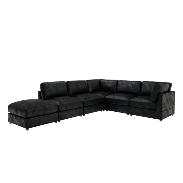 English Elm Modular Corduroy Sectional Sofa with Ribbed Texture for Flexible Living Room Layouts B2748S00281