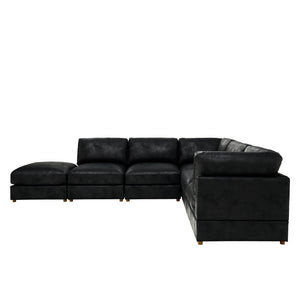 English Elm Modular Corduroy Sectional Sofa with Ribbed Texture for Flexible Living Room Layouts B2748S00281