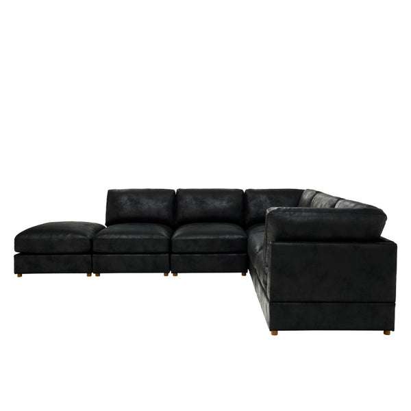 English Elm Modular Corduroy Sectional Sofa with Ribbed Texture for Flexible Living Room Layouts B2748S00281