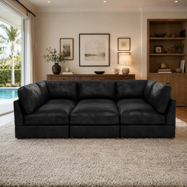 English Elm Modular Corduroy Sectional Sofa with Ribbed Texture for Flexible Living Room Layouts B2748S00281