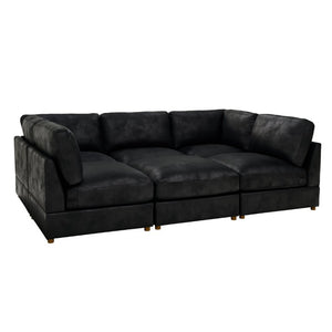 English Elm Modular Corduroy Sectional Sofa with Ribbed Texture for Flexible Living Room Layouts B2748S00281