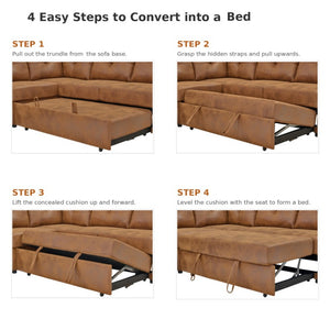 English Elm Hot-Stamping Chenille U-Shaped Sectional with Console Storage and Pull-Out Sleeper B2748S00283