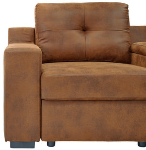 English Elm Hot-Stamping Chenille U-Shaped Sectional with Console Storage and Pull-Out Sleeper B2748S00283