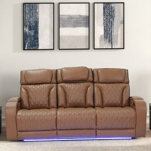 English Elm Jazmina Power Reclining Sofa with Led Ambient Lighting Wireless Charging Media Room B2749P509176