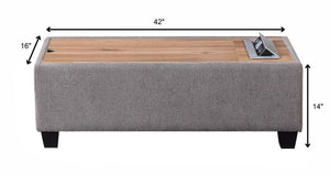 English Elm Montclair Upholstered Sofa Table with Hidden Storage Wooden Top and Built-in Charging B2749P525114