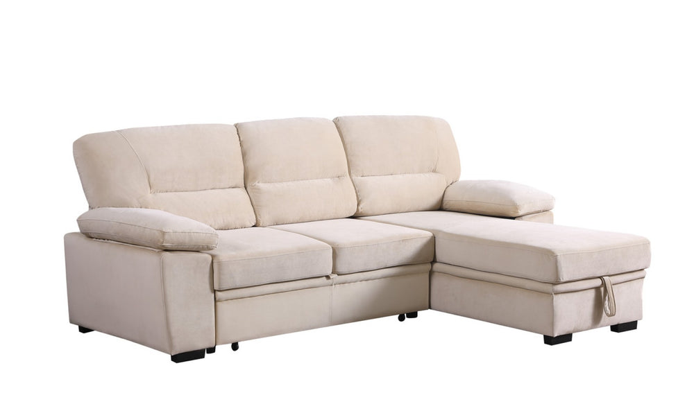 English Elm Kipriano Velvet Sleeper Sectional with Reversible Storage Chaise for Modern Living Rooms B2749S00060