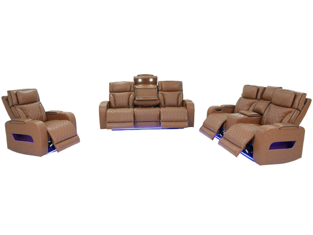 English Elm Jazmina Power Reclining Sofa Set with Led Lighting Bluetooth and Wireless Charging B2749S00365