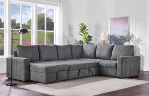 English Elm Noemi Boucle Modular Sectional with Sleeper Chaise Storage and Usb Charging Ports B2749S00368