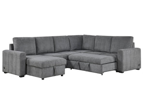 English Elm Noemi Boucle Modular Sectional with Sleeper Chaise Storage and Usb Charging Ports B2749S00368