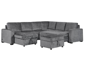 English Elm Elowen Chenille Modular Sectional Sleeper with Storage Ottoman and Usb Charging B2749S00369