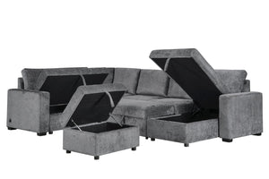 English Elm Elowen Chenille Modular Sectional Sleeper with Storage Ottoman and Usb Charging B2749S00369