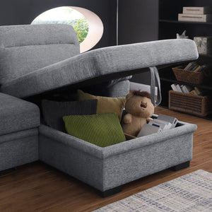 English Elm Kipriano Chenille Sleeper Sectional with Storage Chaise Usb Port and Cupholders B2749S00370