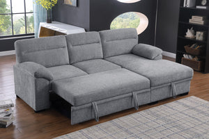 English Elm Kipriano Chenille Sleeper Sectional with Storage Chaise Usb Port and Cupholders B2749S00370