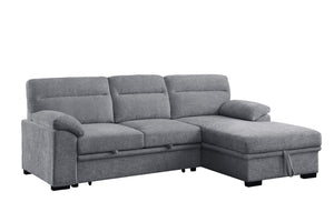 English Elm Kipriano Chenille Sleeper Sectional with Storage Chaise Usb Port and Cupholders B2749S00370