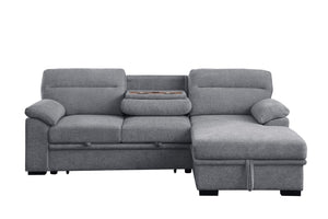 English Elm Kipriano Chenille Sleeper Sectional with Storage Chaise Usb Port and Cupholders B2749S00370