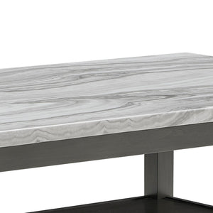 English Elm Luna 7 Piece Faux Marble Dining Set Seats Six with Barrel Chairs and Storage Shelf B2749S00374