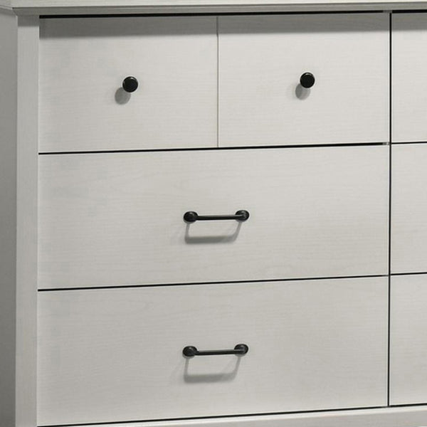 English Elm Elettra 3 Piece Bedroom Set with 6 Drawer Dresser Tall Chest and Usb Charging Nightstand White B2749S00377