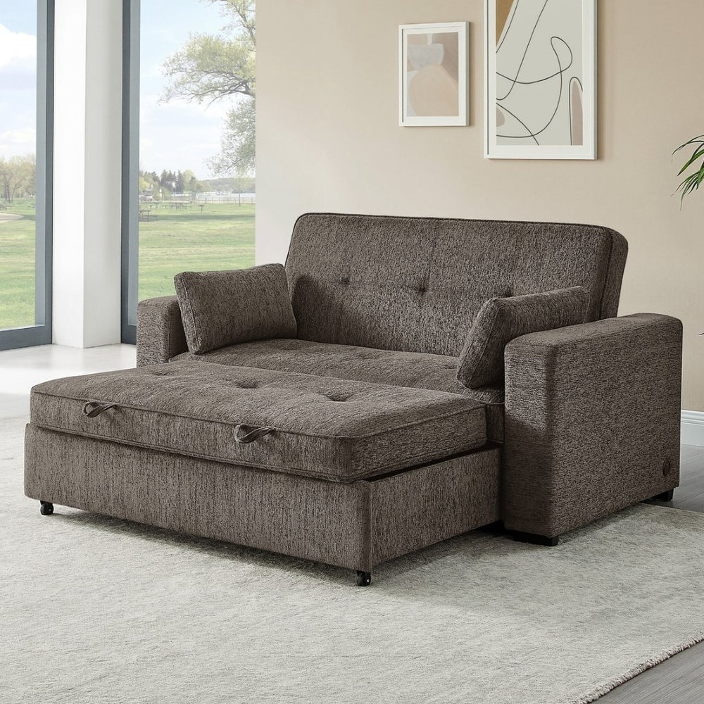 English Elm Anders Chenille Sleeper Sofa with Memory Foam Pull Out Bed and Usb Charging Ports B2749S00379