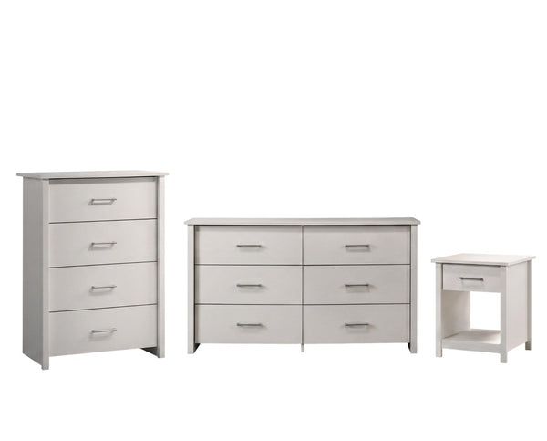English Elm Seraphiel Modern 3 Piece Bedroom Storage Set with Dresser Chest and Nightstand White B2749S00380