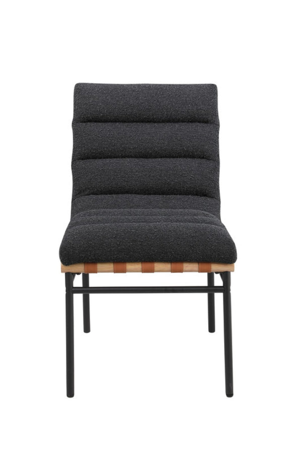 English Elm Honorio Round Ebony Veneer Pedestal Table Set with Six Boucle Upholstered Chairs B2749S00382