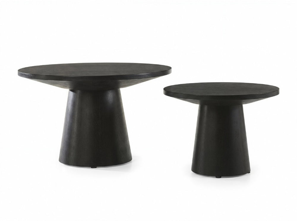 English Elm Jacopo Round Oak Veneer Pedestal Table Set for Modern and Transitional Living Rooms B2749S00385