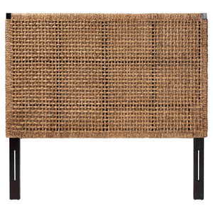 English Elm Bohemian Woven Seagrass Queen Headboard with Solid Mahogany Frame Artisan Lattice B2750P467787