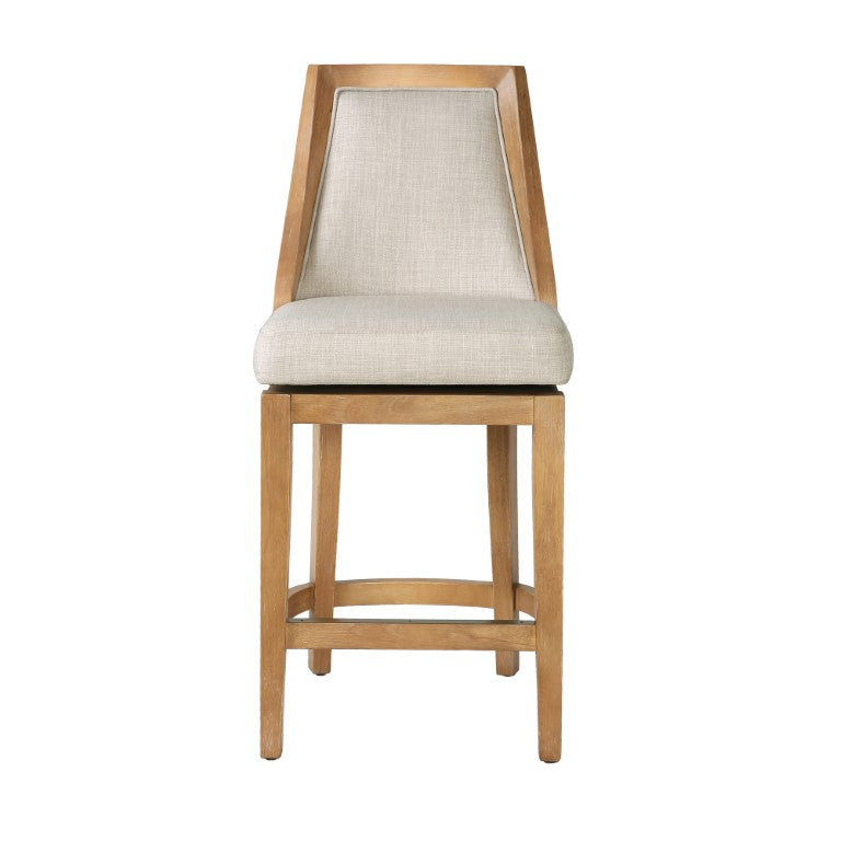 English Elm 26 Inch Swivel Counter Stool Weathered Oak Frame with Sand Upholstered Back and Seat B2751P610242