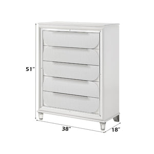 English Elm Tarian Five Drawer Chest in Pearl White with Acrylic Fronts and Felt Lined Top B2756P507052