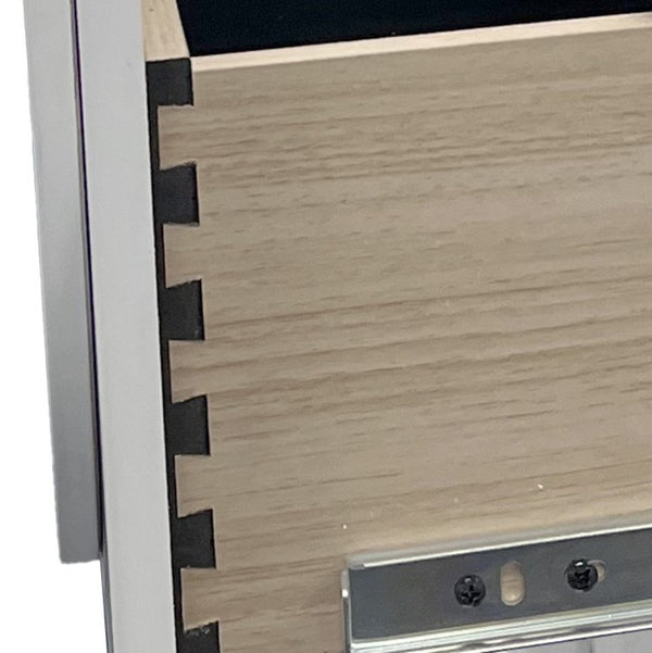 English Elm Tarian Five Drawer Chest in Pearl White with Acrylic Fronts and Felt Lined Top B2756P507052