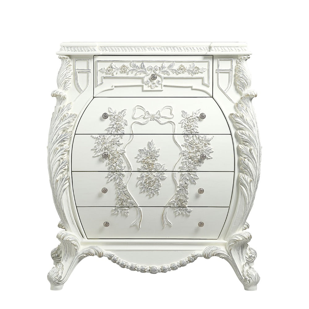 English Elm Vanaheim Five Drawer Tall Chest Antique White Cottage Bedroom Storage Cabinet B2756P507053