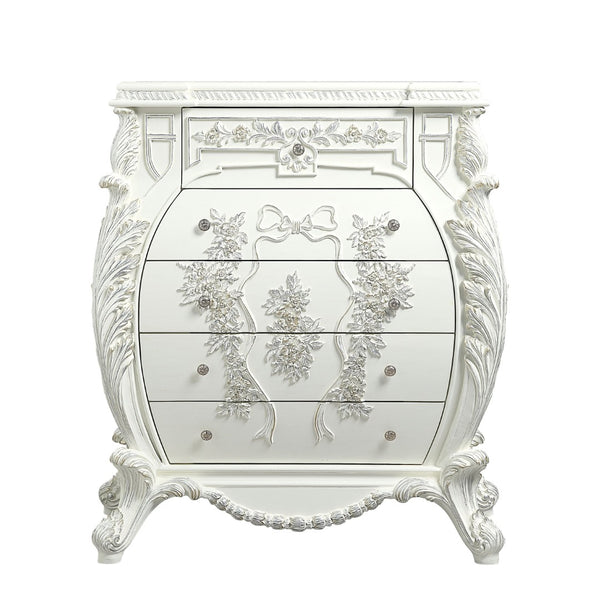 English Elm Vanaheim Five Drawer Tall Chest Antique White Cottage Bedroom Storage Cabinet B2756P507053