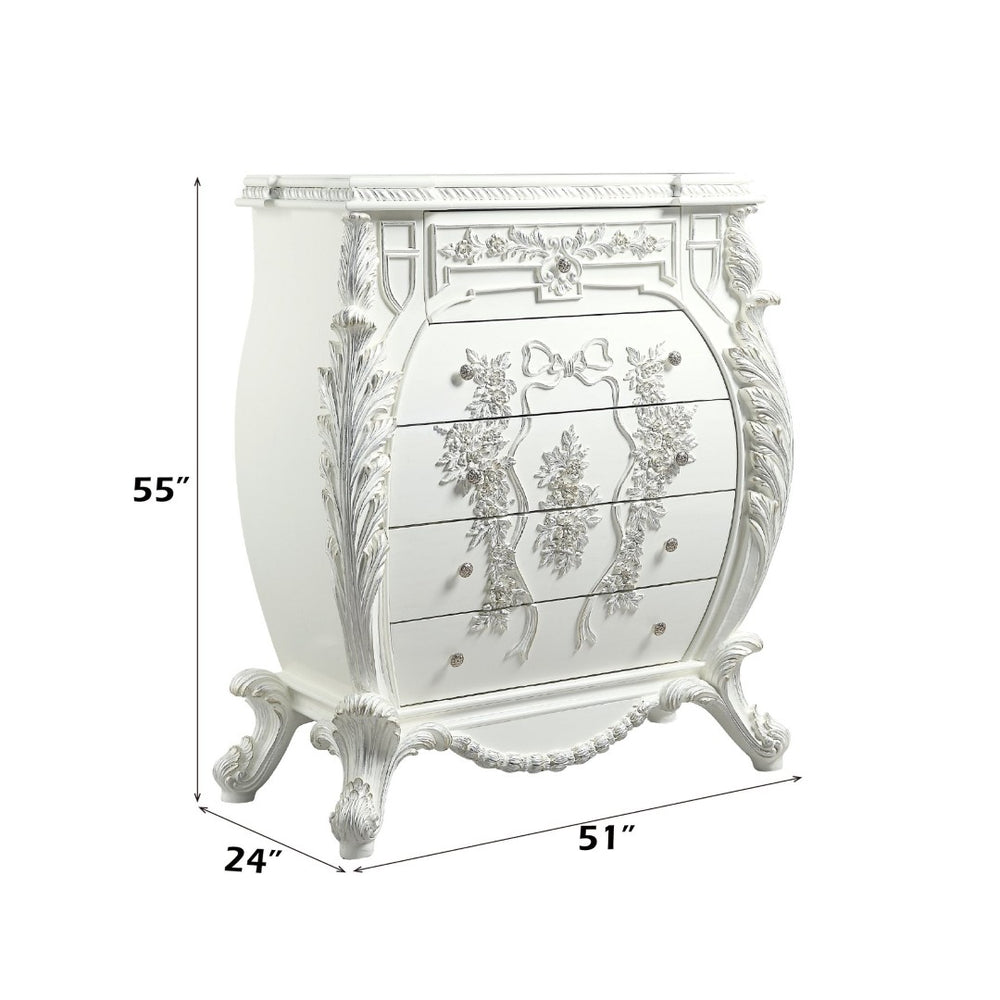 English Elm Vanaheim Five Drawer Tall Chest Antique White Cottage Bedroom Storage Cabinet B2756P507053