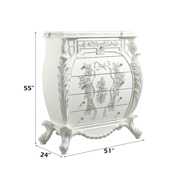 English Elm Vanaheim Five Drawer Tall Chest Antique White Cottage Bedroom Storage Cabinet B2756P507053