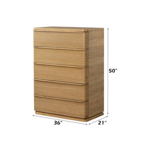 English Elm Zoey Wire-brushed White Oak Tall Chest for Bedroom Vertical Storage Solutions B2756P507054