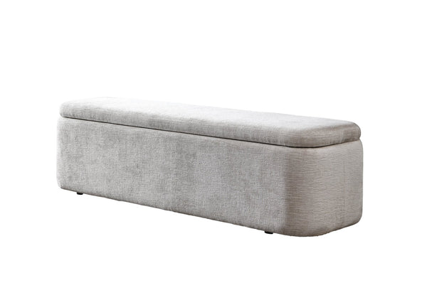 English Elm Orane Linen Upholstered Storage Bench with Hinged Lid for Entryway or Bedroom B2756P507063