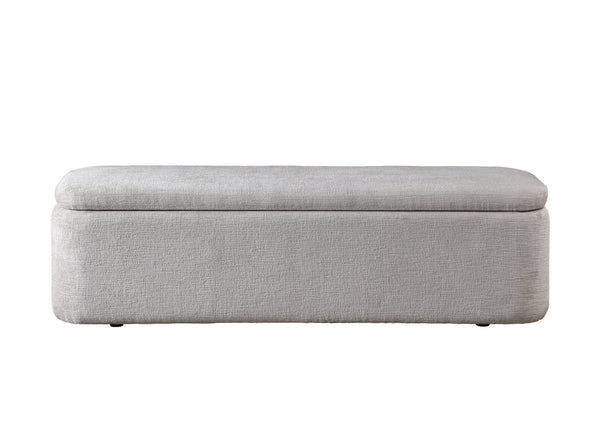 English Elm Orane Linen Upholstered Storage Bench with Hinged Lid for Entryway or Bedroom B2756P507063