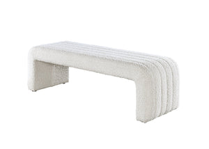 English Elm Sandro Bouclé Upholstered Entryway Bench with Looped Texture and Neutral Warm Tone B2756P507064