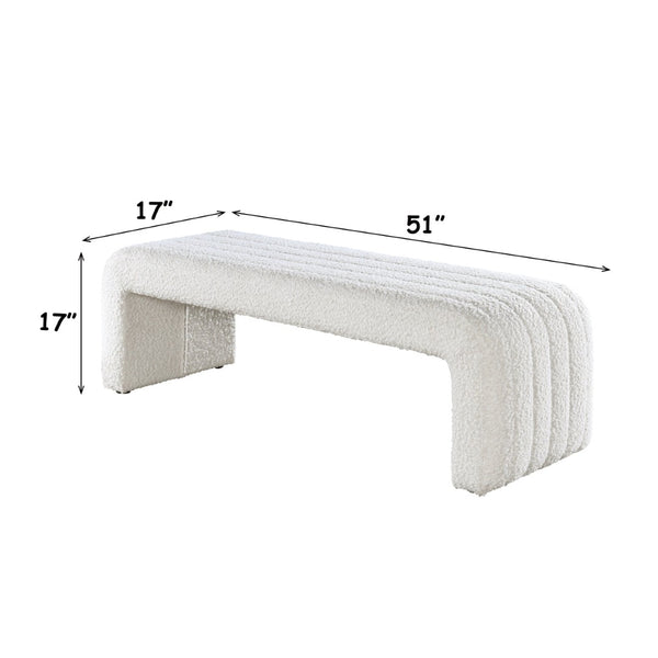 English Elm Sandro Bouclé Upholstered Entryway Bench with Looped Texture and Neutral Warm Tone B2756P507064